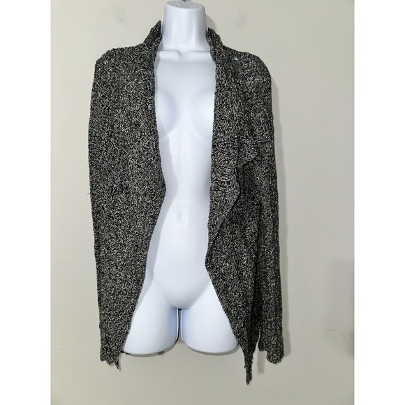 Zadig & Voltaire Black White Distressed Open Front Duster Cardigan Size S